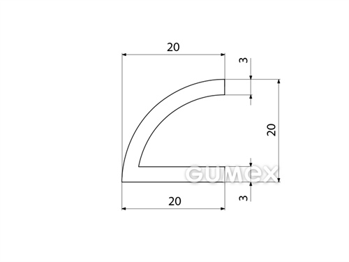 "L" Silikonprofil, 20x20/3mm, 60°ShA, -60°C/+180°C, transparent, 